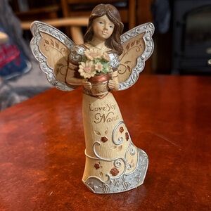 Decorative Angel Figurine with Floral Pot